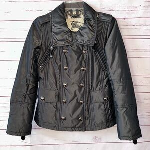 BURBERRY Gray Double Breasted Puffer Jacket Size XS Authentic